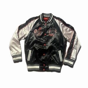 Playboy Black and White Satin Bomber Jacket